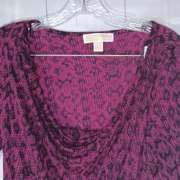 Michael Michael Kors animal print scoop neck 3/4 sleeve shirt - Picture 4 of 7